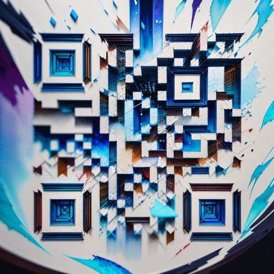 Abstract Watercolor Shards QR Code Art