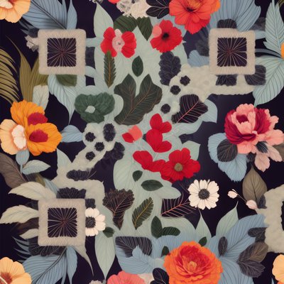 Dark Floral Foliage Pattern QR Code for Apparel