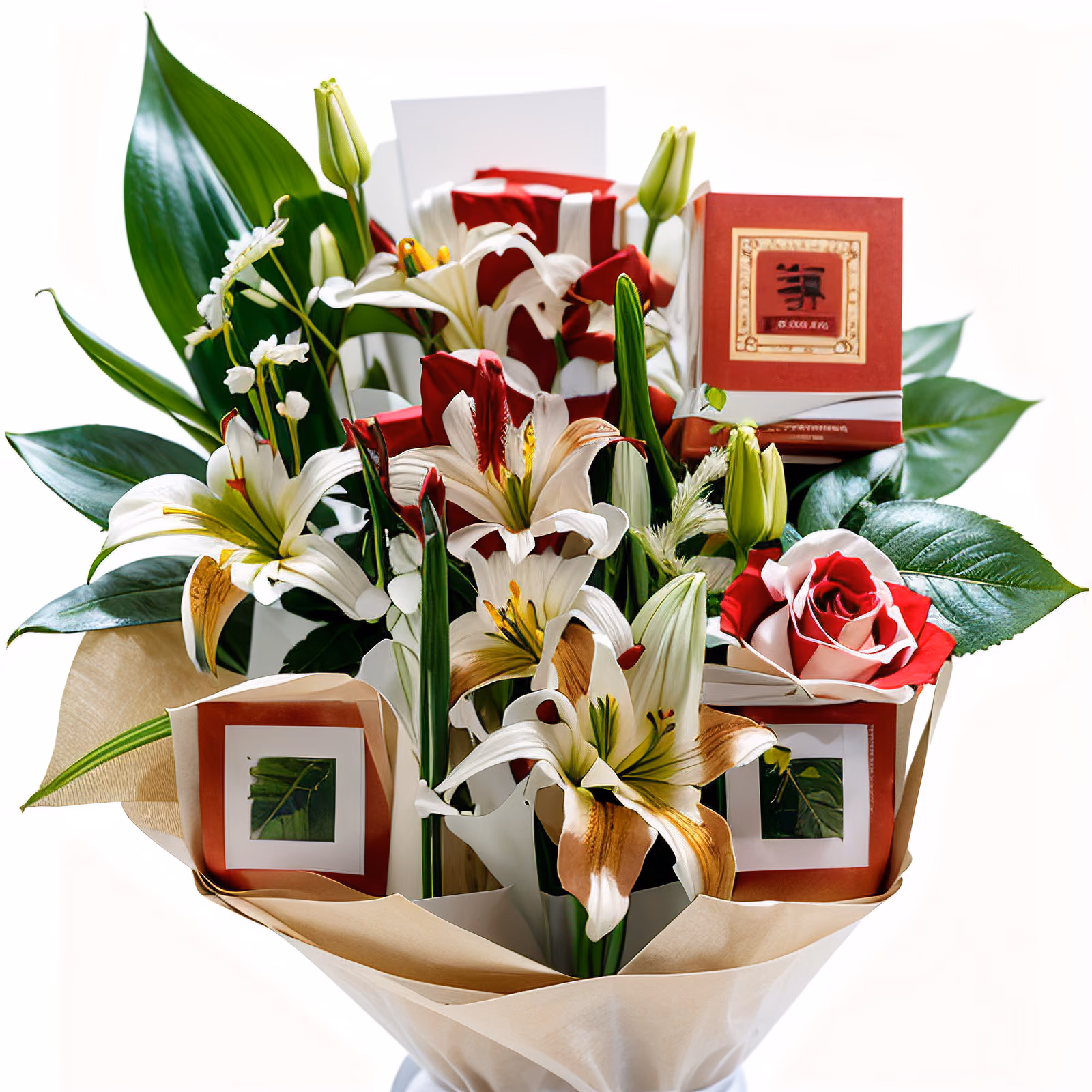 玫瑰百合花束照片二维码艺术,适用于贺卡 — 图片 1