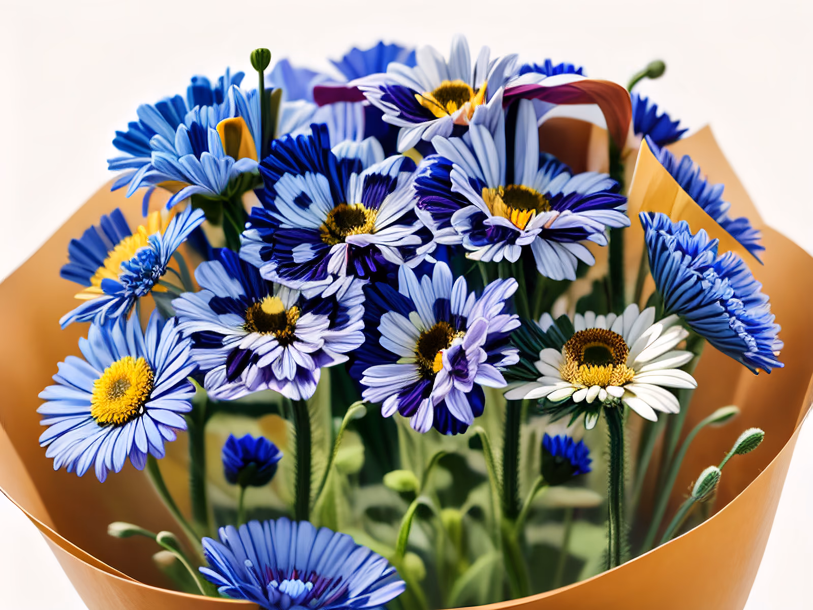 Blue Daisy Bouquet Photorealistic QR Code Art — image 1