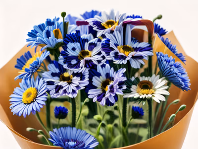 Blue Daisy Bouquet Photorealistic QR Code Art — image 1