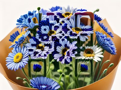 Blue Daisy Bouquet Photorealistic QR Code Art