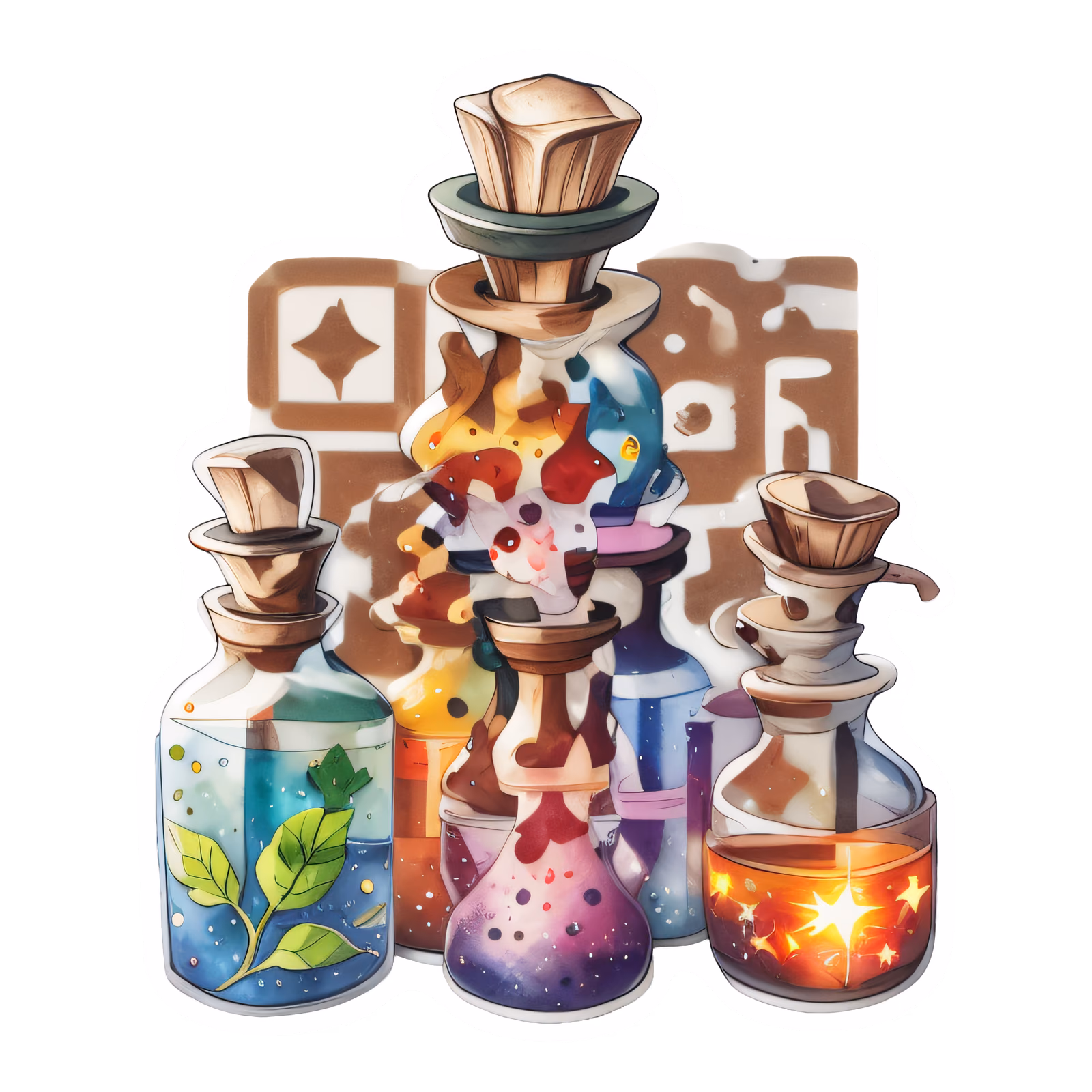 Magic Potion Bottles Vector QR Code for Stickers — image 1