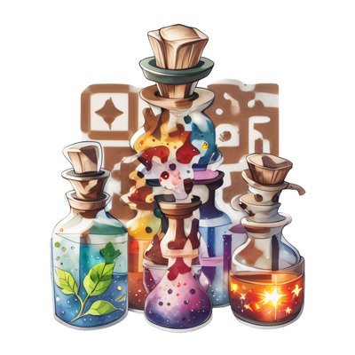 Magic Potion Bottles Vector QR Code for Stickers