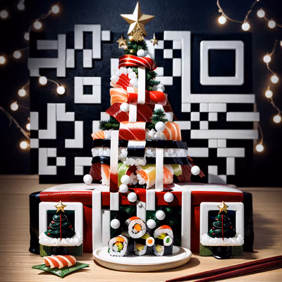 Sushi Christmas Tree Render QR Code for Restaurant Menus — image 1