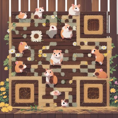 Hamsters on Wooden Fence Vector QR Code for Posters
