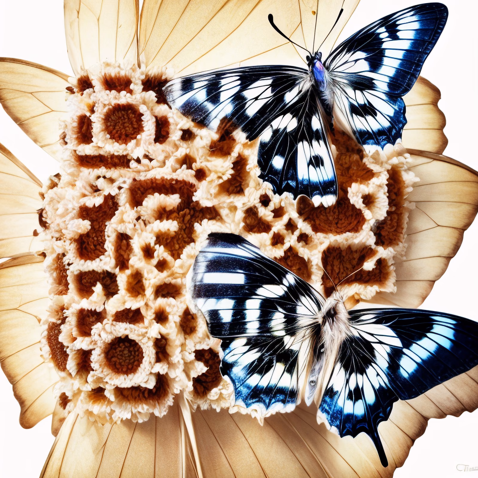 Butterflies on Flower Cluster Macro QR Code Art — image 1