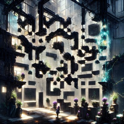 Overgrown Plant Atrium Concept Art QR Code Art