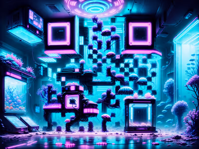 Neon Aquarium Hall Cyberpunk QR Code for Posters — image 1