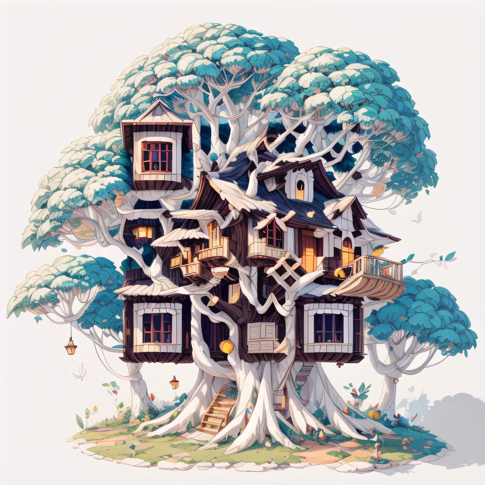 Treehouse Game Art Illustration QR Code for Posters — image 1