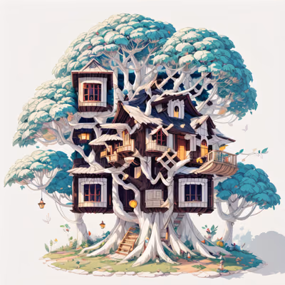 Treehouse Game Art Illustration QR Code for Posters — image 1