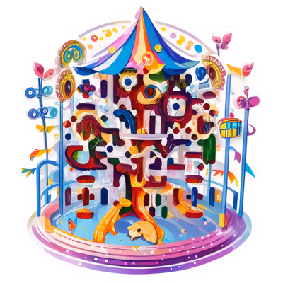 Colorful Carousel Vector QR Code for Stickers — image 1