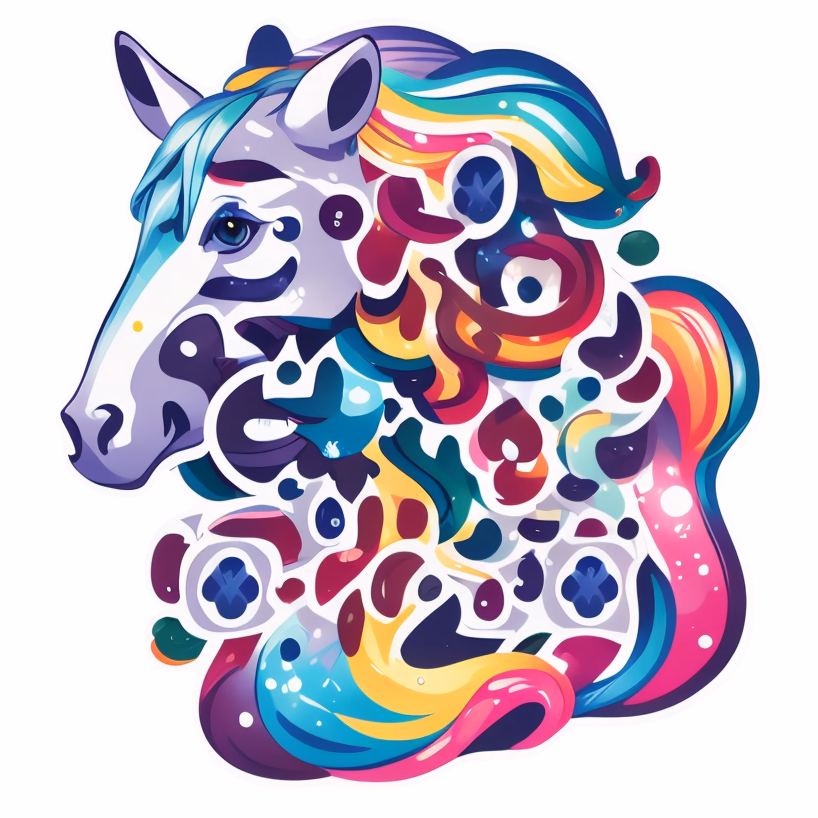 Rainbow Horse Head Vector QR Code for Stickers — image 1
