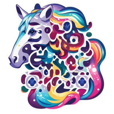 Rainbow Horse Head Vector QR Code for Stickers