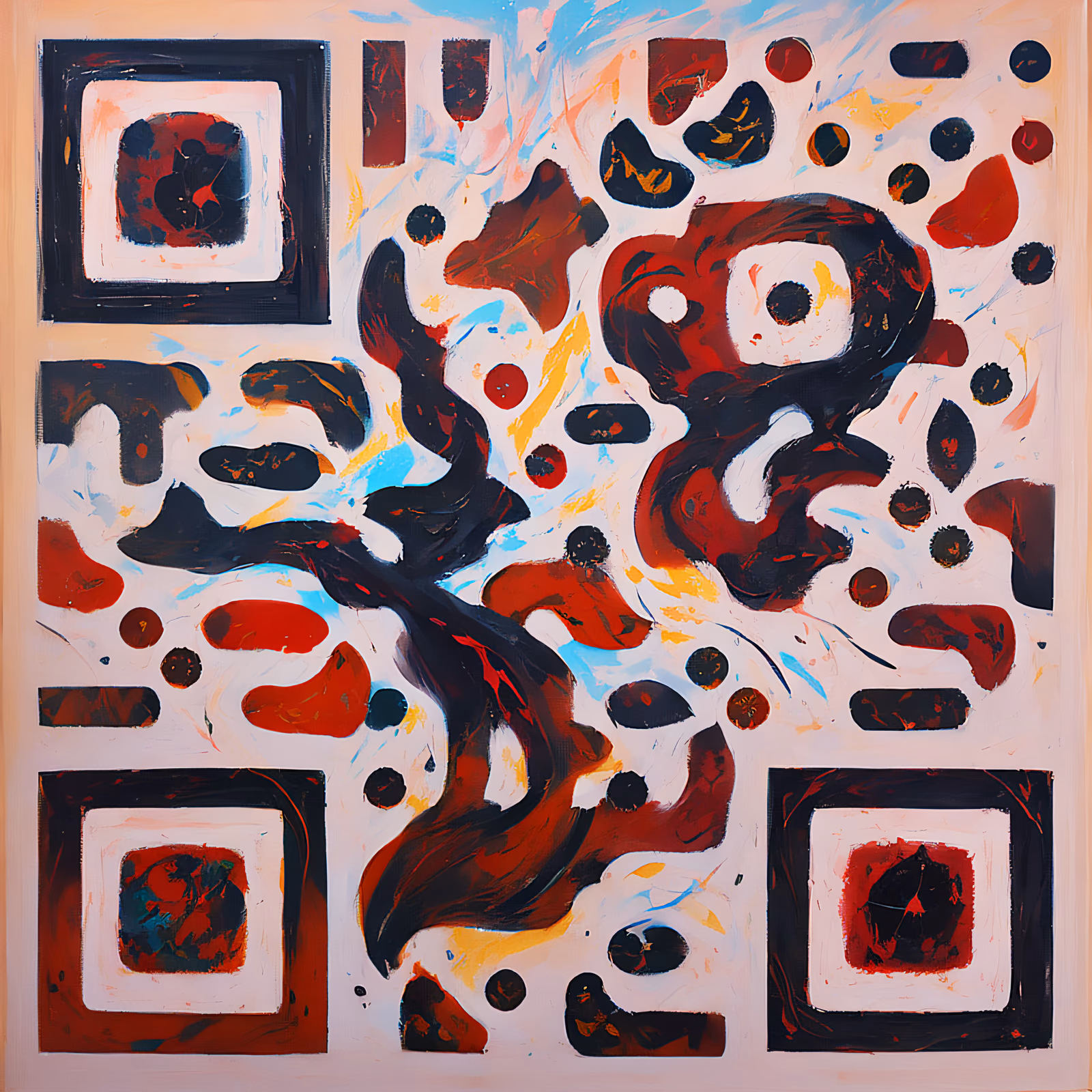 Black and Red Abstract Painting QR Code Art — image 1