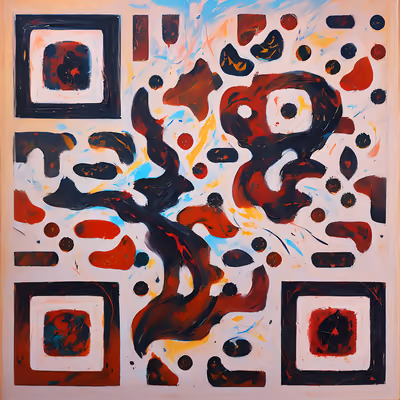 Black and Red Abstract Painting QR Code Art — image 1
