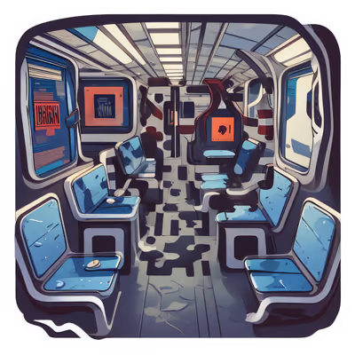 Subway Car Interior Vector QR Code for Stickers — image 1
