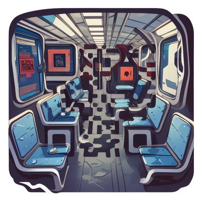 Subway Car Interior Vector QR Code for Stickers