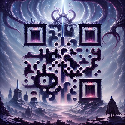 诡异触手传送门奇幻二维码艺术,适用于海报