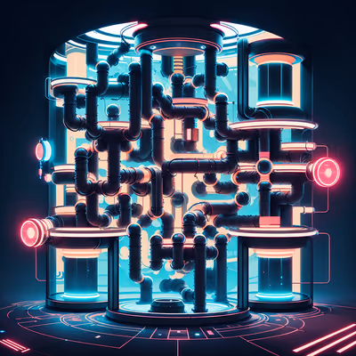 Glowing Pipe Machine Retrofuturism QR Code for Posters — image 1