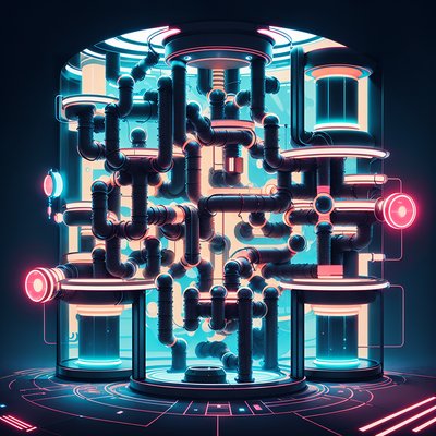 Glowing Pipe Machine Retrofuturism QR Code for Posters