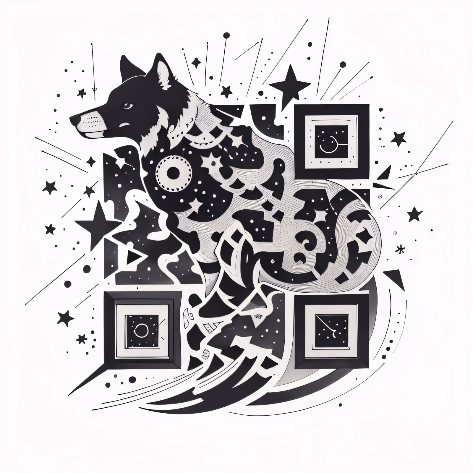 Constellation Wolf Tattoo QR Code for Temporary Tattoos — image 1