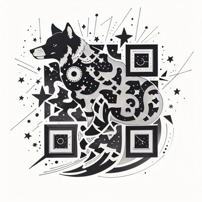 Constellation Wolf Tattoo QR Code for Temporary Tattoos
