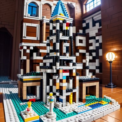 Brick Tower Diorama QR Code Art