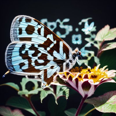 Blue Butterfly on Flower Macro QR Code Art