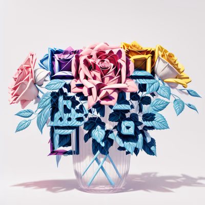Pastel Rose Bouquet 3D Render QR Code Art — image 1