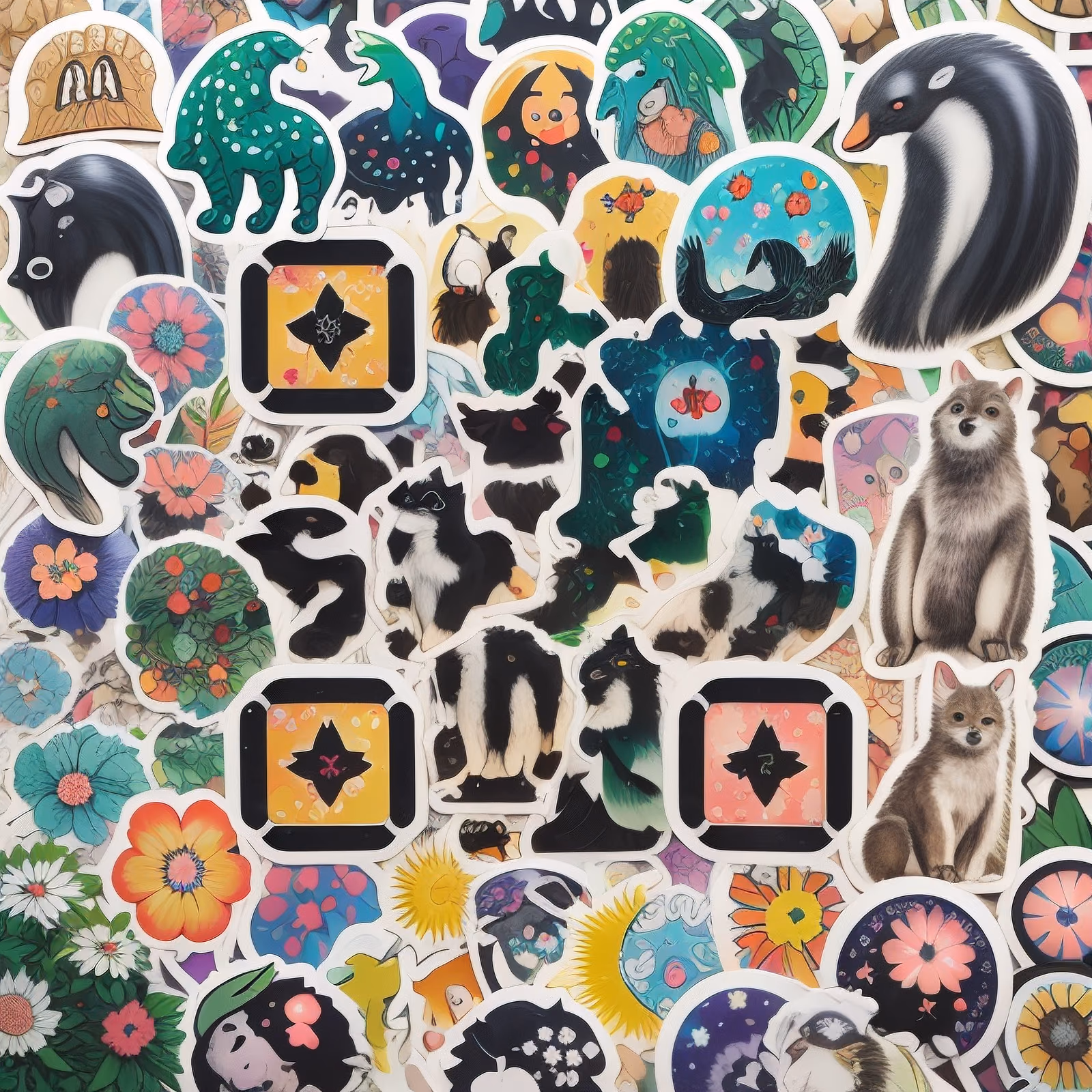 Animal and Flower Sticker Bomb QR Code for Stickers — image 1