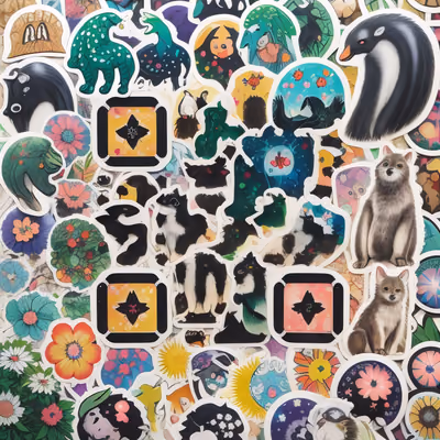 Animal and Flower Sticker Bomb QR Code for Stickers — image 1