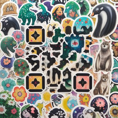 Animal and Flower Sticker Bomb QR Code for Stickers