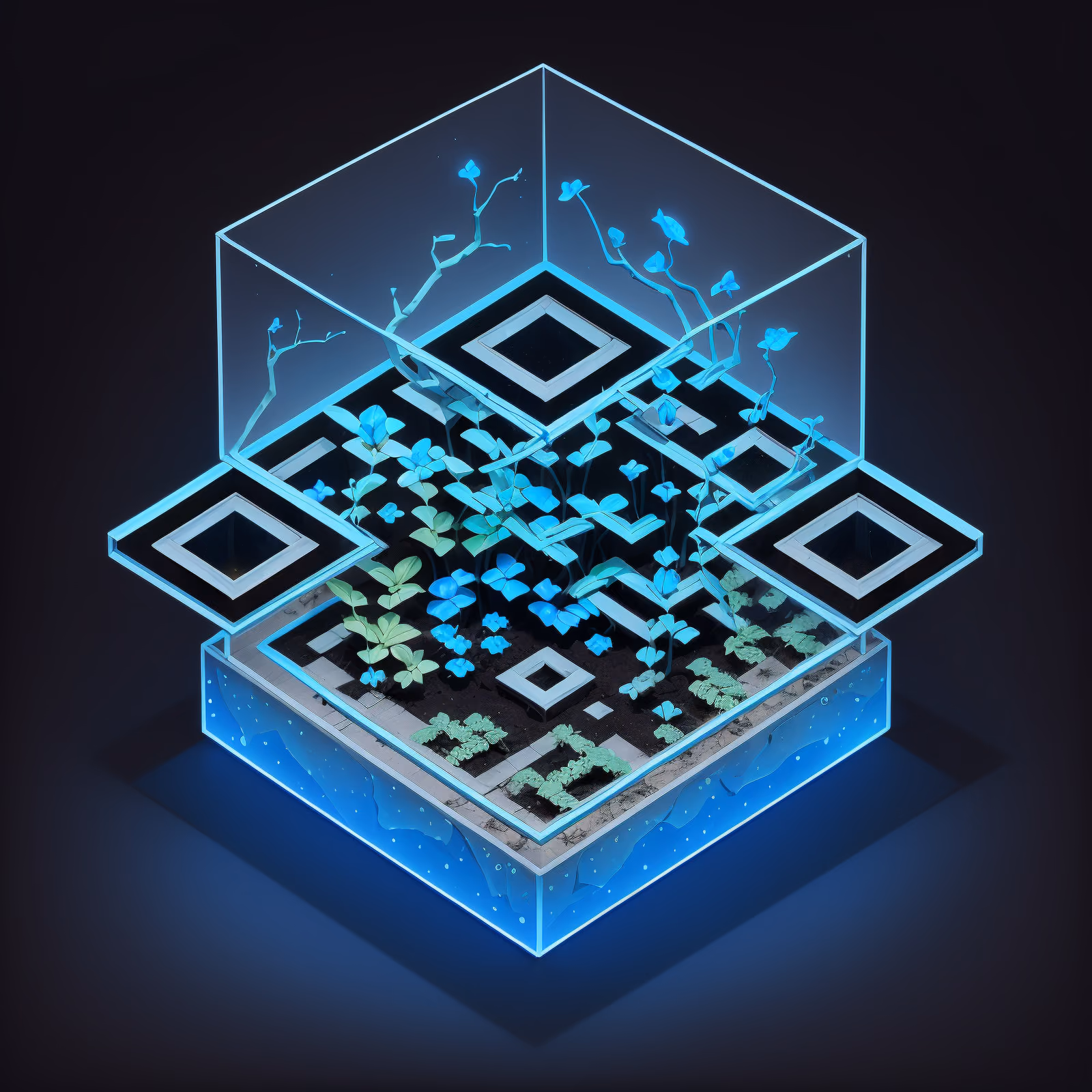 Isometric Glass Greenhouse Glow QR Code for Posters — image 1