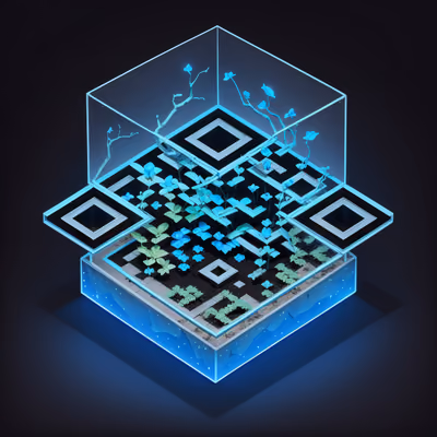 Isometric Glass Greenhouse Glow QR Code for Posters — image 1