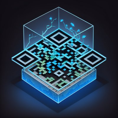 Isometric Glass Greenhouse Glow QR Code for Posters