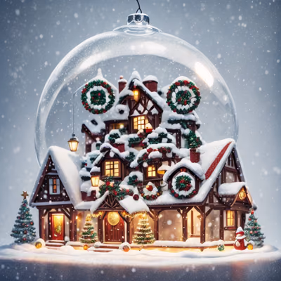 Snow Globe Christmas Village 3D QR Code for Greeting Cards — image 1