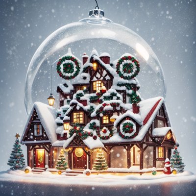 Snow Globe Christmas Village 3D QR Code for Greeting Cards