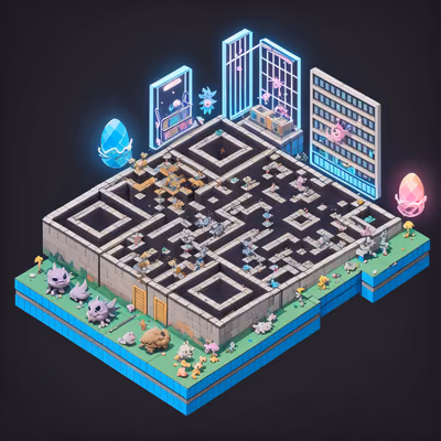Изометрический питомник существ: игровой QR-код для постеров — изображение 1