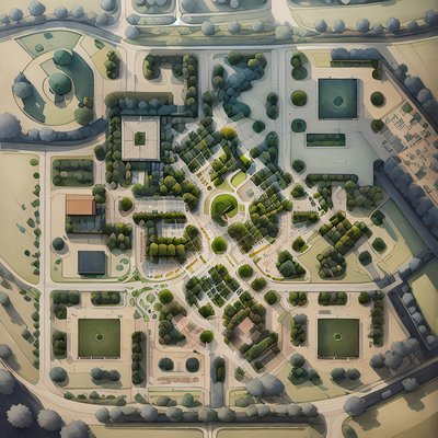 Aerial City Plan Painting QR Code Art