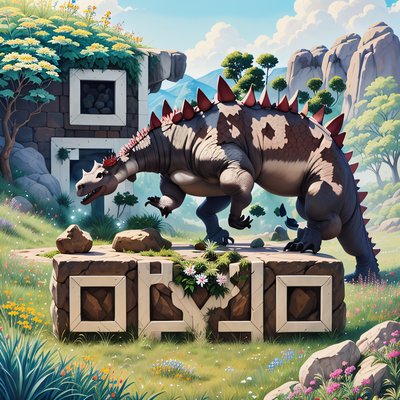 Stegosaurus Meadow Gouache QR Code for Posters