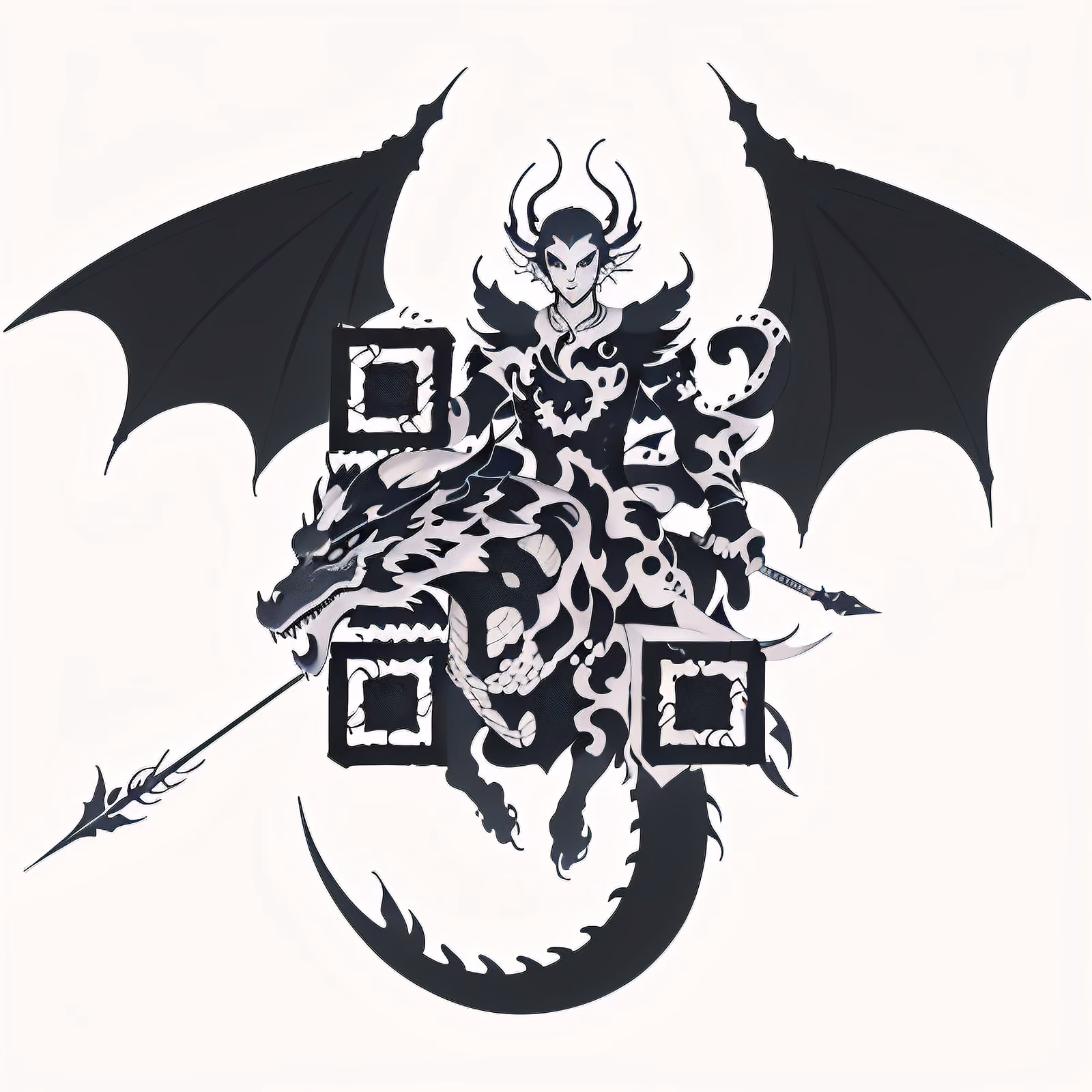 Dragon Rider Black Ink Tattoo QR Code for Temporary Tattoos — image 1