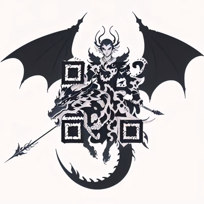 Dragon Rider Black Ink Tattoo QR Code for Temporary Tattoos — image 1