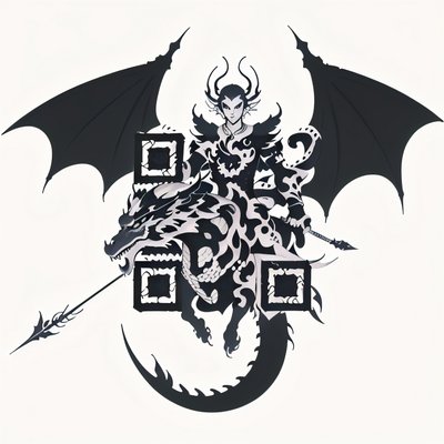 Dragon Rider Black Ink Tattoo QR Code for Temporary Tattoos