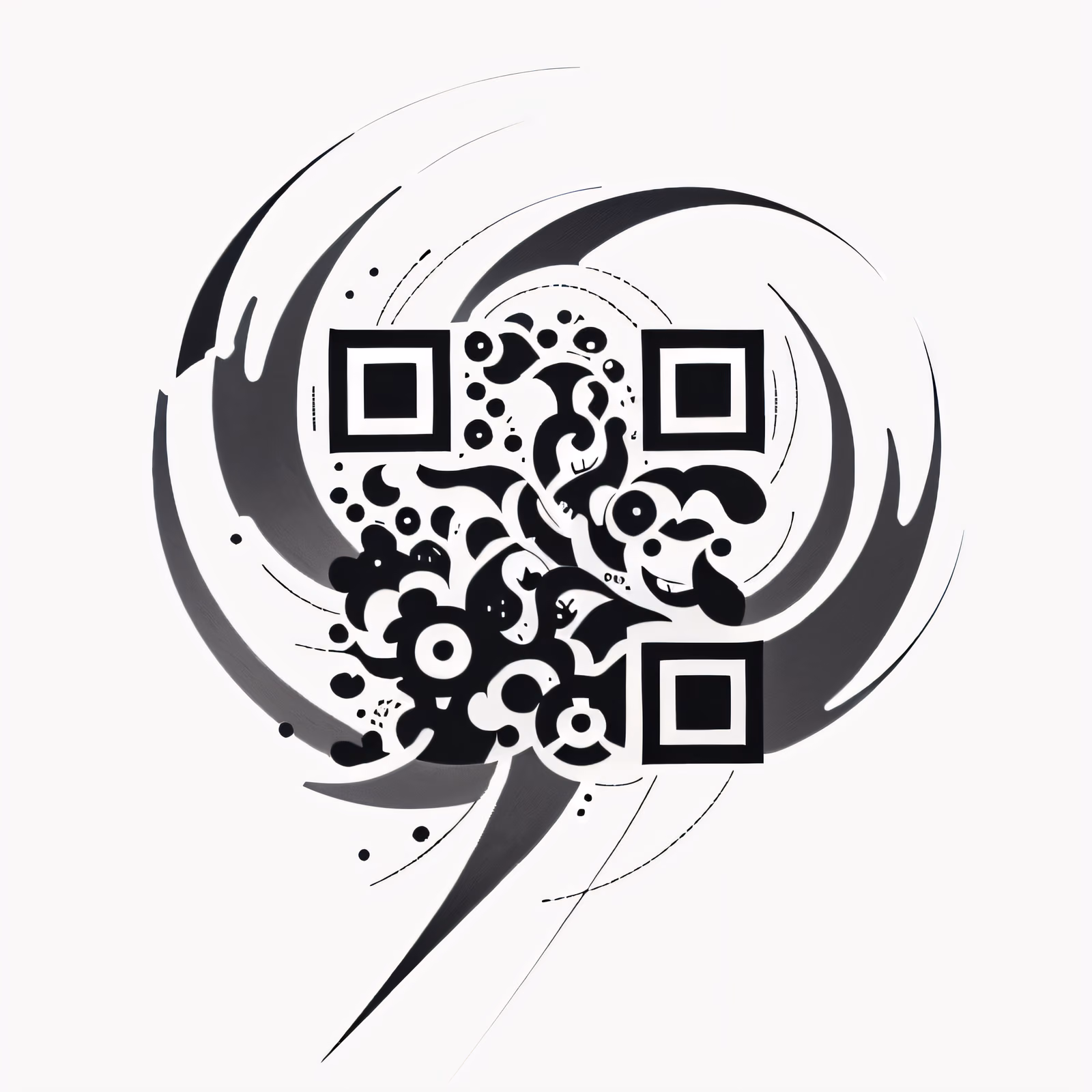 Ink Swirl Tattoo Style Abstract QR Code for Temporary Tattoos — image 1