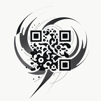 Ink Swirl Tattoo Style Abstract QR Code for Temporary Tattoos
