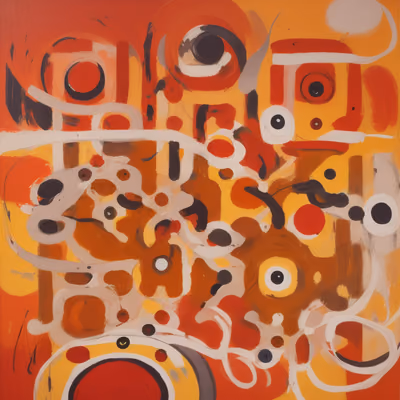 Red Orange Circles Abstract Painting QR Code Art — image 1