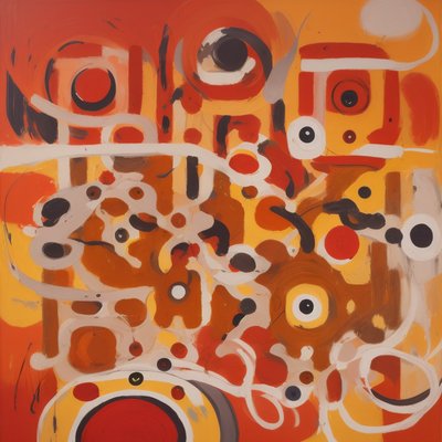 Red Orange Circles Abstract Painting QR Code Art
