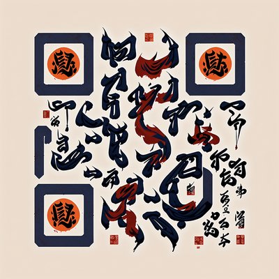 Indigo Brush Calligraphy Ink QR Code for Posters