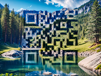 Mountain Lake Landscape Photorealistic QR Code Art — image 1